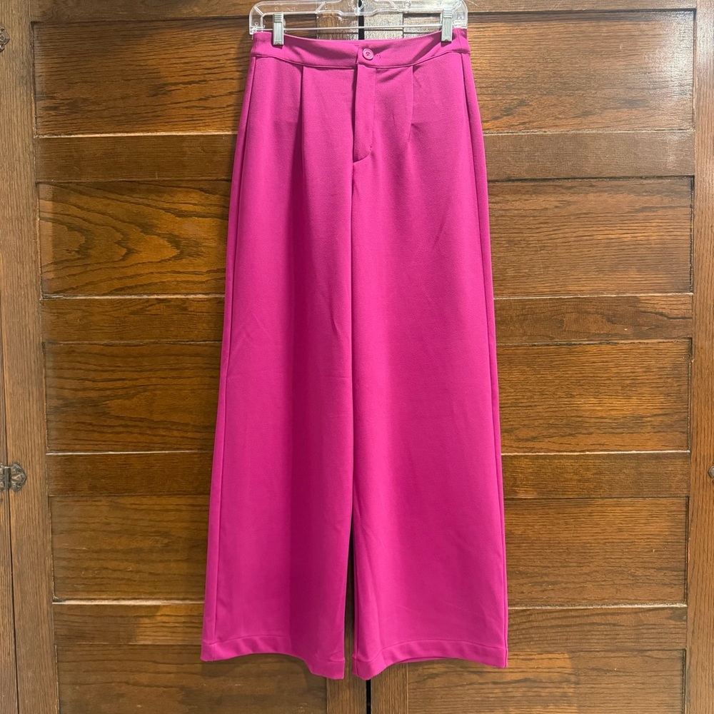 Sincerely Jules size 1 pink fuchsia trouser dress pants pleated slacks wide leg
